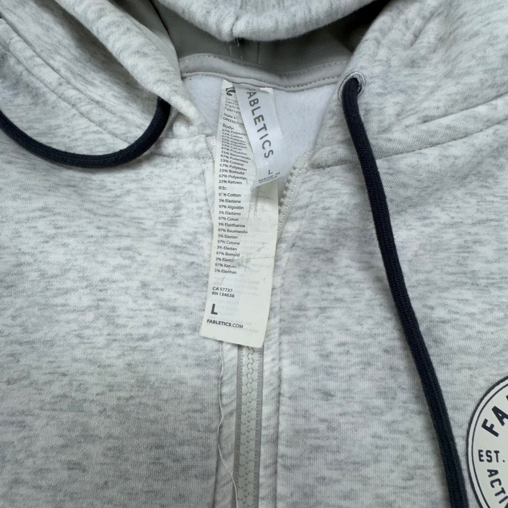 Fabletics Light Grey Heathered Full Zip Hoodie‎ Sweatshirt Jogger Pants Womens L - Picture 16 of 16